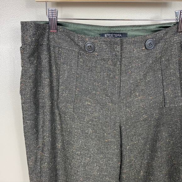 Womens ETCETERA Tweed Textured Trouser Dress Pants Wool Blend Green Size 12 - Picture 2 of 8